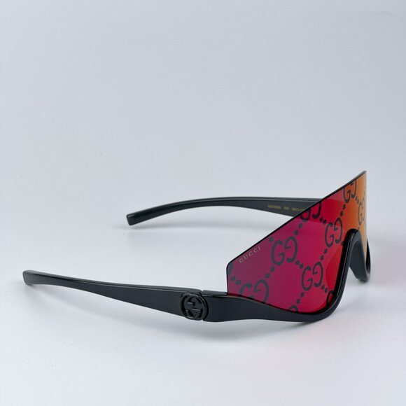 Gucci GG1650S 009 BRAND NEW Sunglasses Grey Red Mirror Logo Unisex Shield Mask